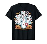 Photo Gallery carino spooky ghost infermiera halloween costume scrub nursing maglietta Photo Gallery carino spooky ghost infermiera halloween costume scrub nursing maglietta