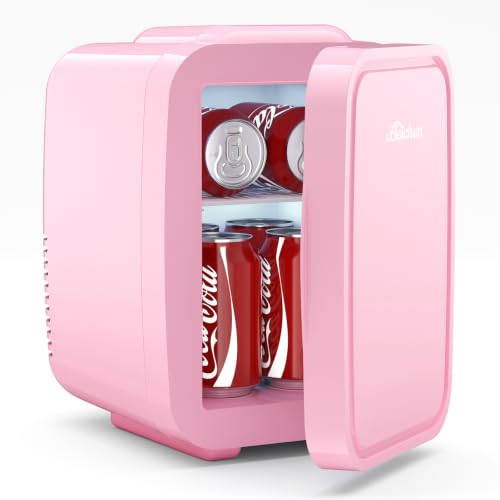 Image of BEICHEN Mini Fridge 4 Liter /6 Can Portable Compact Refrigerator | for Bedroom Office Dorm Car, Fast Cooling, Low Noise, 100-125V AC /5-12V USB, for Skincare, Food, Drinks(Pink)