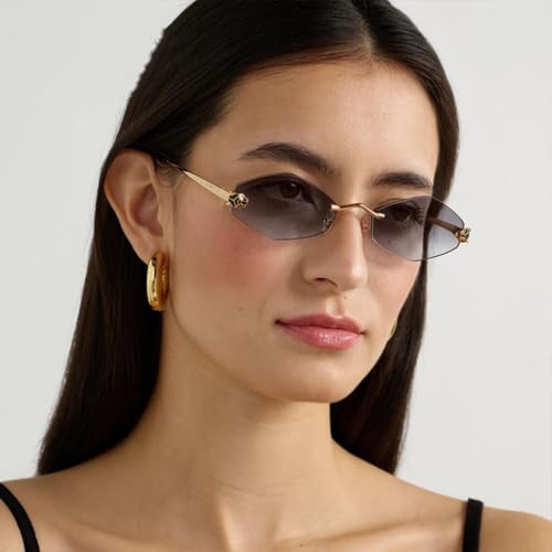 Trendy Frameless Hexagon Sunglasses for Women Luxury Vintage Punk Metal Rimless Polygon3