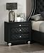 kidfeuyu 1pc Traditional Glam 3-Drawer Nightstand Velvet Tufted Drawer Front Jewelry Tray Faux Crystal Drawer Knobs Black