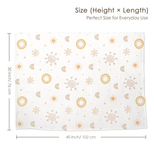 Image of Sun Baby Blankets for Boys Girls, Soft Nursery Minky Blankets with Muslin and Dotted Fleece Back 30x40 inches, Receiving Bed Quilt for Newborn, Infants, Toddlers