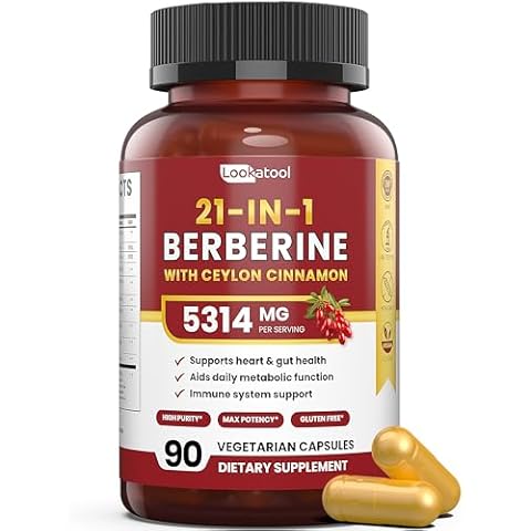 Lookatool 21-in-1 Berberine Supplement with Ceylon Cinnamon - 1500mg Organic Berberine 2 Capsules Cover