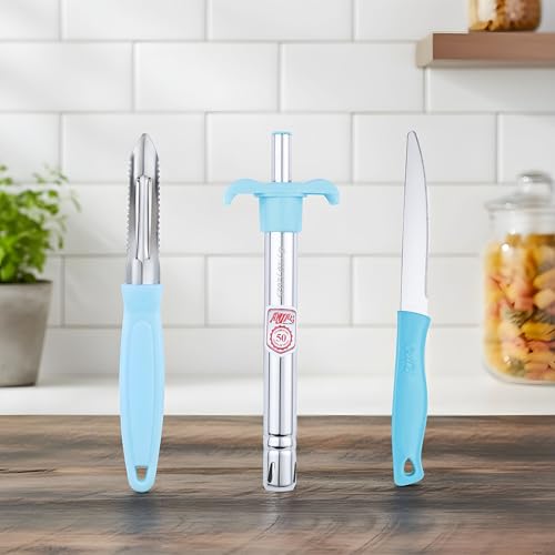 Image of Anjali 3-Piece Kitchen Tool Set - 1 Knife, 1 Peeler, 1 Lighter - Ideal for Cooking, Food Prep, and Daily Uses in Home and Kitchen- Blue