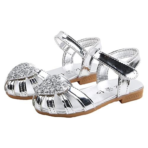 Children Shoes Flat Soft Sole Single Shoes Fashion Princess Single Shoes Children Princess Girls Shoes Youth Size 3 (Silver, 1.5 Big Kids)4