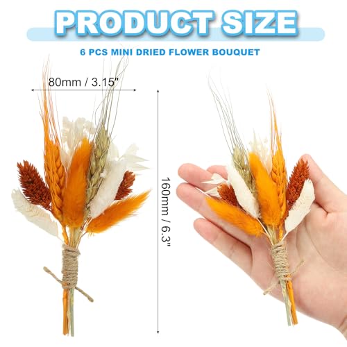 Ramo Mini Flores Secas Boho 6 pzas Naranja miniatura 2
