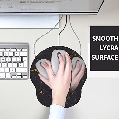 Image of eulps Mouse Pad with Wrist Rest, Comfortable Computer Mousepad with Gel Wrist Support Smooth Surface and Non-Slip PU Base for Pain Relief, Laptop, Office & Home (Black Marble)