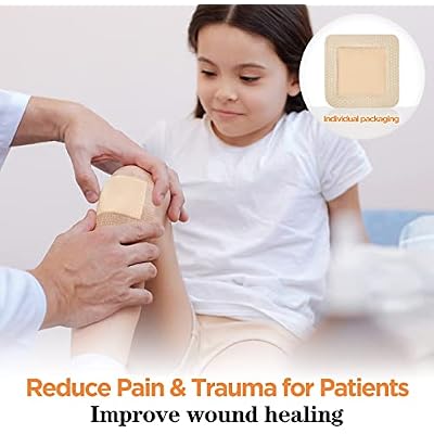 Carbou Silicone Foam Dressing with Adhesive Gentle Border,10 Pcs 4x4 and 5 Pcs 6x 6Adhesive Waterproof and High Absorbency Square Wound Care Dressing Bandage for Pressure Sore, Leg Ulcer, Diabet