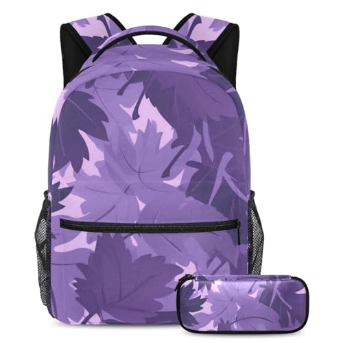 Ensemble sac à dos et trousse à crayons motif feuilles idée cadeau ado branché