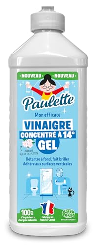 Paulette - Vinaigre Ménager en Gel Fleur de Pomme Concentré 14° - Nettoyant Détartrant Multi-Surfaces - Authentique, Naturel et Ecocert - Adhère aux Surfaces Fait Briller - Fabriqué en France - 500 ml