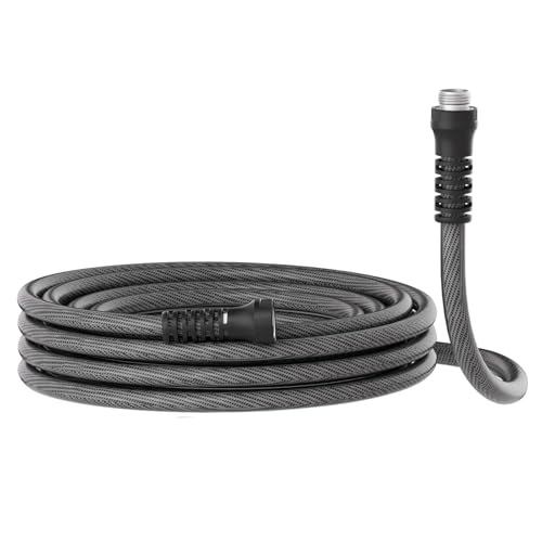 Garden Hose 10ft x 5/8 Flexible Water Hose Lightweight Braided Hose with Swivel Handle Leak-Free Connections Male to Female Fittings Kink Resistant Durable Hybrid Hose Grey