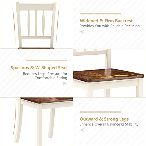 Kotek Solid Wood Dining Chairs, Armless Kitchen Chairs With Curved Slat Back, Modern Dining Room Chairs, Side Chairs For Dining Room, Kitchen, Restaurant, Set Of 4 (Ivory) #TOP3
