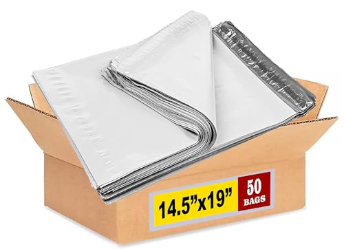 iMBAPrice 50 - 14.5x19 Premium Matte Finish Self-Sealing Non-Padded White Poly Mailers/Mailing Envelopes/Bags (iMBA-6PM-50)