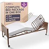ProHeal Full Electric Hospital Bed Package for Home Use and Seniors - with Foam Mattress, Half Rails - Multi Function Adjustable Medical Bed - One Box Package
