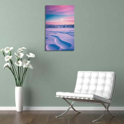 Toile esthétique de saison JIDUHON champ enneigé décoration moderne - 5