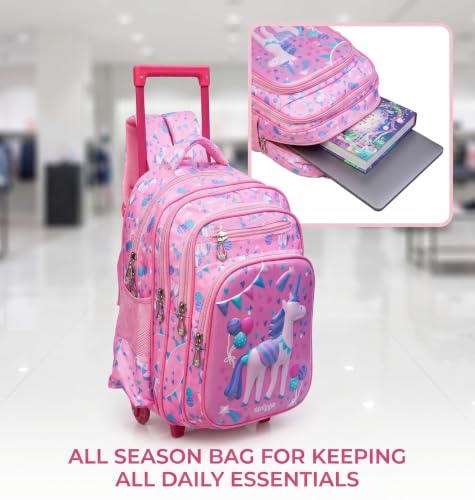 Image of ADSON 3D Embossed School Trolley Bag Large School Bag for Boy Girl, Kids School Bag, Travel Backpack for Girl Boy, Ideal for Children Trolley 16 Inch Water Resistant