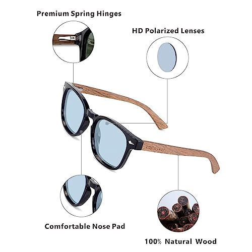 Image of HD Polarized Wood Sunglasses for Men and Women UV400 Protection Sports Classic Retro