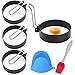 Anneaux d'oeufs au Plat, KECRULV 4 Pièces Moule Oeuf Au Plat en Acier Inoxydable avec Brosse de Cuisson et Gant de Cuisine en Silicone Résistant, Antiadhésifs pour Les œufs Frits Crumpets Beefsteak