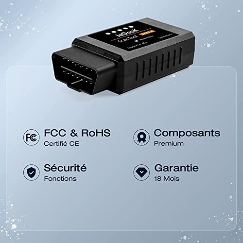 ieGeek OBD2/EOBD Inalámbrico Coche Código Lector Escanear Herramienta, Conectar a través de WiFi con iOS, Android, Windows, 3000 código de Banco de Datos, Adecuado por la Mayoría de Coches