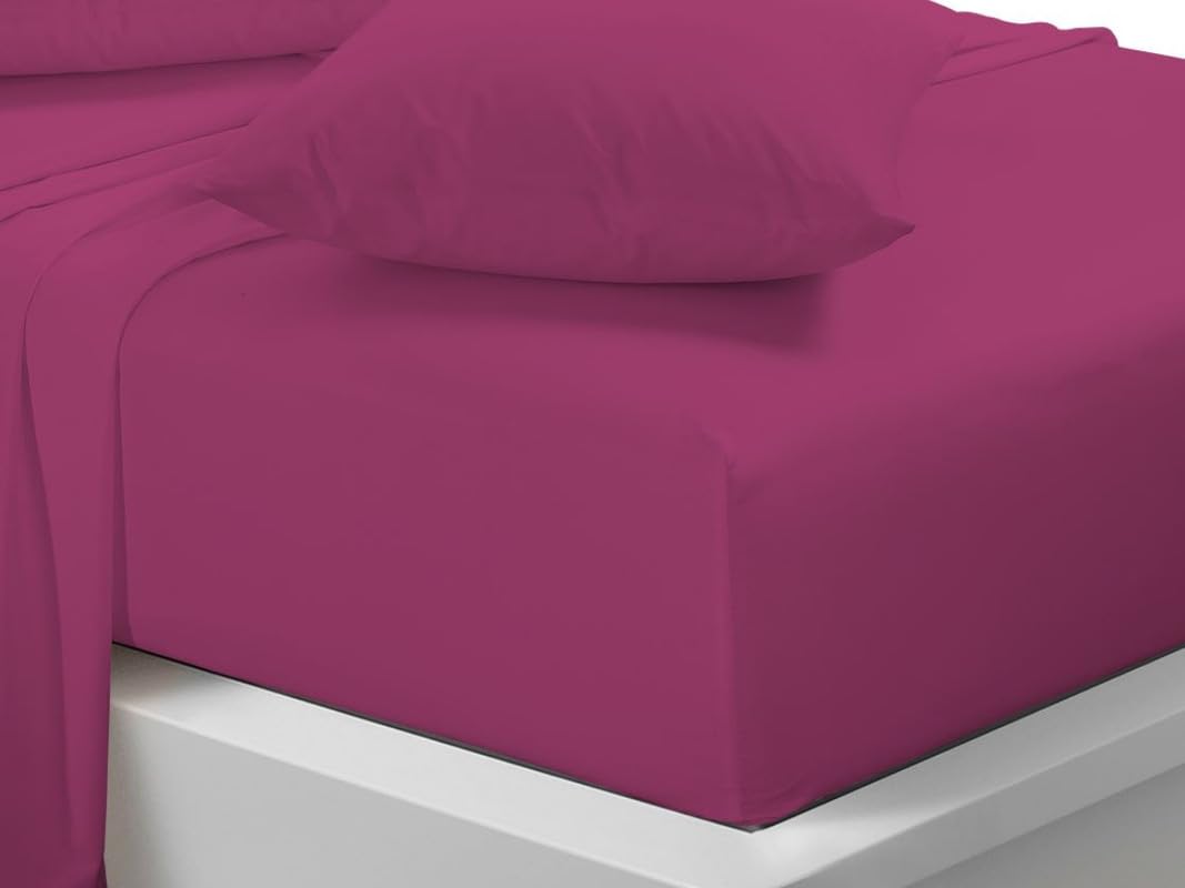 Fitted Sheet 40cm Extra Deep Pocket Small Double / 4ft Fuchsia Easy Care Poly Cotton, Soft, Wrinkle-Free (SD fuchsia)