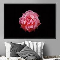 Framed Canvas Wall Art Rose Bohemian Dark Dramatic Floral Multicolor Petal Photography Portrait - 16x24 inches