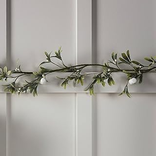 Lights4fun 1.5m Frosted Garland Mistletoe Artificial Christmas Decoration Indoor Use