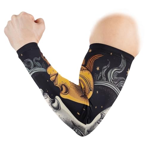 xigua Sun and Moon Arm Sleeves for Men and Women Compression Arm Sleeves for UV Sun Protection & Tattoo Cover Up, Great for Sports