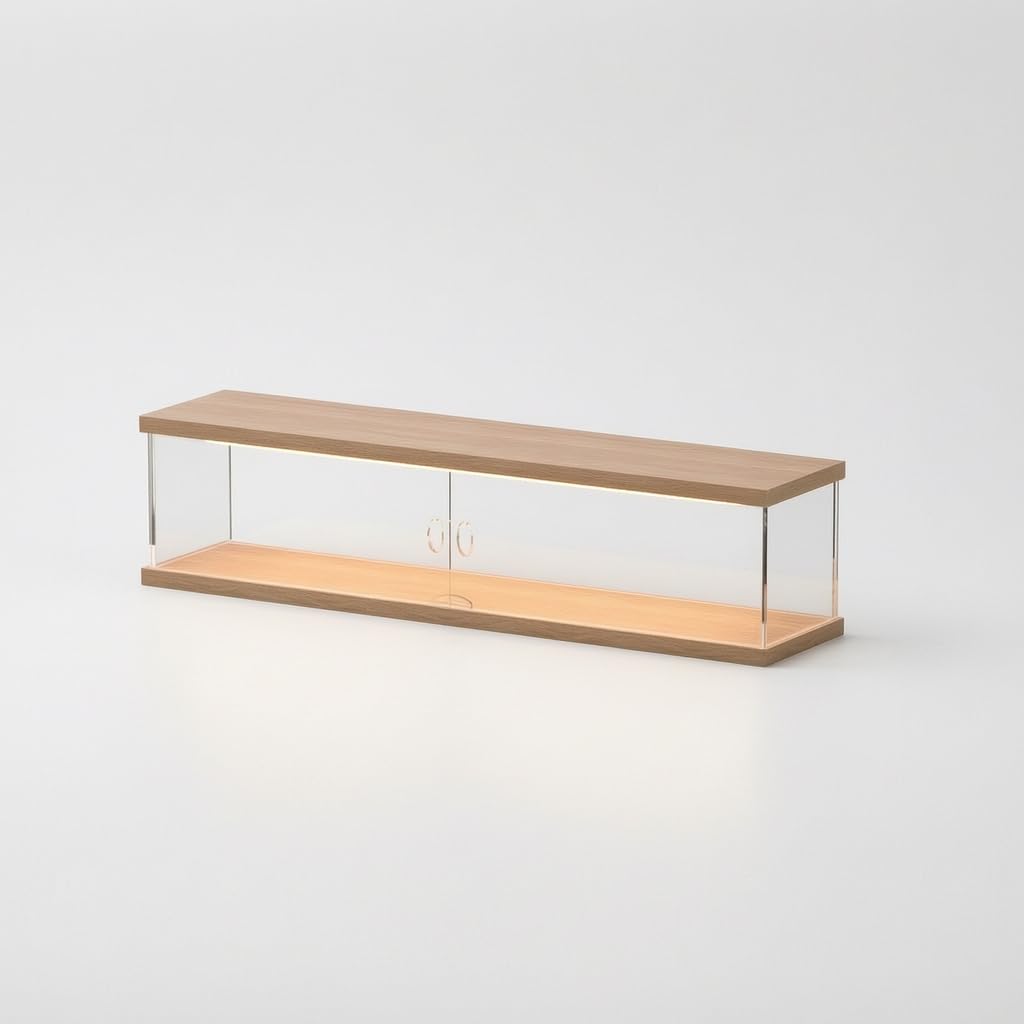 Vitrina Expositora Apilable, Expositor Metacrilato para Colecciones, Transparente para Coches, con Puerta y Luz , para 3 Coches Modelo 1:32 (con Puerta y luz Superior, apilable)