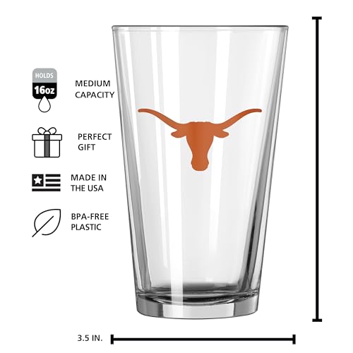 Image of Logo Brands NCAA 16 oz Pint Glass - Durable Glass With Bold Team Color- Chip-Resistant Rim Drinkware For Fans, Tailgates, Home Bars & Everyday Use
