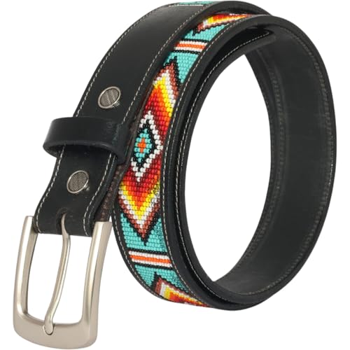 Handmade Western Rodeo Heavy Duty Beaded Full-Grain Unisex Leather Gift Belt.