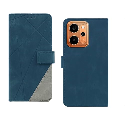 Image of amazon basics Realme P4 Power 5G Flip Cover | Card Pockets Wallet & Stand | Flip Cover for Realme P4 Power 5G (Blue with Grey)