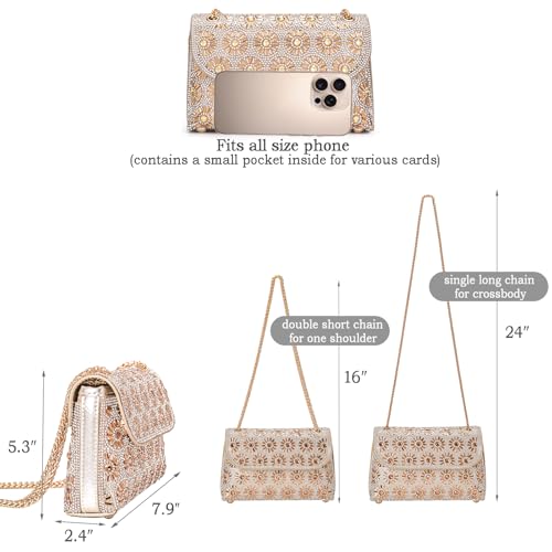 Shoulder Bags Crossbody Bag Purses Handbags Crystals Rhinestone Evening Bag for Women Clutch Purse with Chain - Image 6