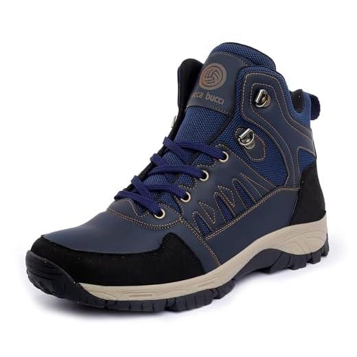 Bacca Bucci® Men's Hunter 6 inches Hiking/Snow Boots for Men for Outdoor Trekking - Non Slip, Water Proof, Anti-Fatigue, Comfortable & Light Weight- Blue, Size UK7