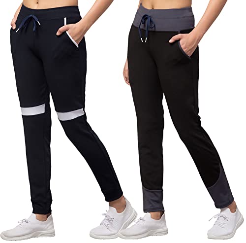 Image of BLUECON Women's Slim Fit Polyester Trackpants (Combo Pack of 2)