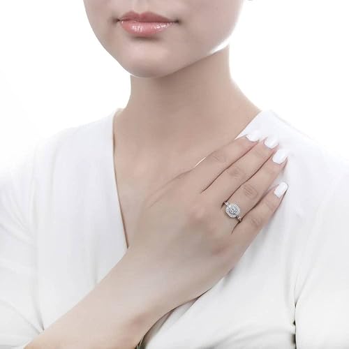 Vista 6 de BERRICLE Anillos Art Deco de plata de ley para mujer, anillo de circonita cúbica