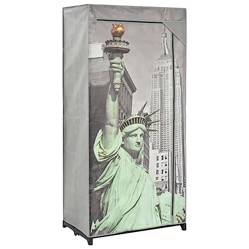 QUAHEAS Armario 75 x 45 x 160 cm, tela de Nueva York, vestidos portátiles, armario con cremallera, armario plegable para dormitorio, sótano, viento, tela de forro polar