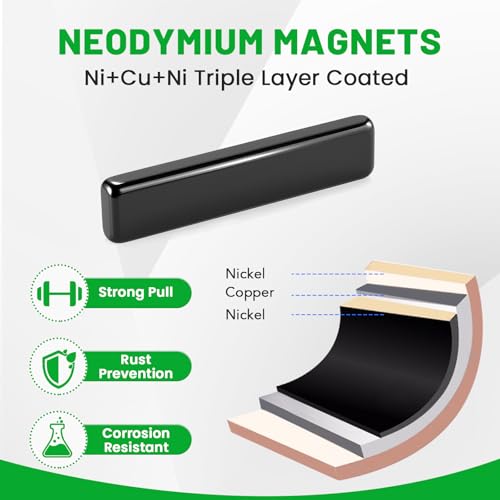 Image of MIKEDE 70 Pcs Small Bar Neodymium Magnets, 20x5x2 mm Rectangular Rare Earth Magnets for Crafts, Heavy Duty for Refrigerator, Tool Storage, Whiteboard, DIY