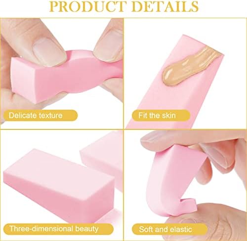 AUAUY 48 Pcs Makeup Sponge Wedge Shaped Blender, Mini Applicator Wedges, Non-Latex Cosmetic Puff, Cosmetic Wedges Beauty Blender Sponges, for Foundation Liquid Cream - Pink, Skin Color