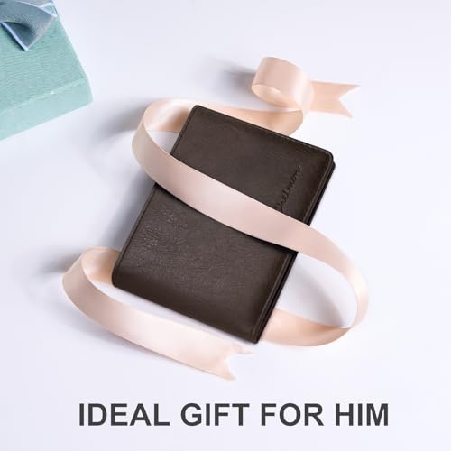Image of Chelmon Slim Wallet for Men ID Window with RFID Blocking Front Pocket Minimalist Bifold Bussiness Card Holder Gift for Men