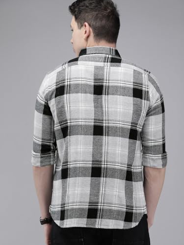 Image of Men Slim Button-Down Flannel Shirt