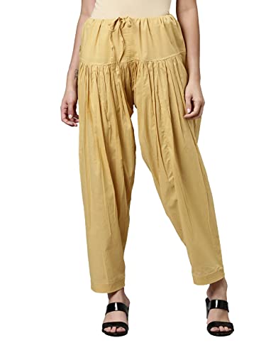 Image of GO COLORS Soft Cotton Salwar for Women | Relaxed Fit, Mid Rise, Ankle Length, Drawstrings
