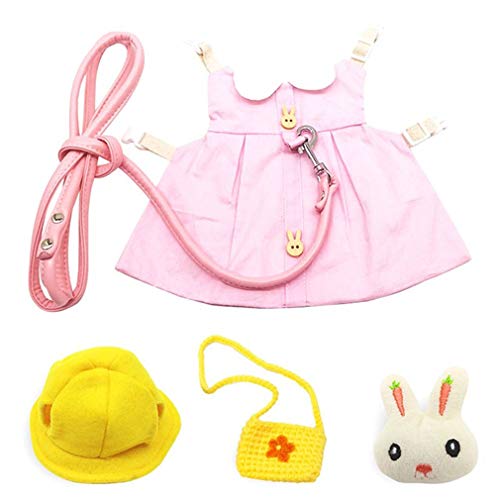 Hitasi ウサギ 猫 ハーネス モルモット ハーネス 可愛いうさぎ服 小型ハムスター うさぎハーネス&リードセット 可愛いお出かけ用品 うさぎ 着ぐるみ 散歩 簡単着脱 迷子防止 牽引ロープ リード 記念撮影 小動物 薄手 仮装 ペット用品(s:1?2