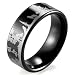 SHARDON Men's 8mm Black Tungsten Ring with Engraved Wolves in Forest