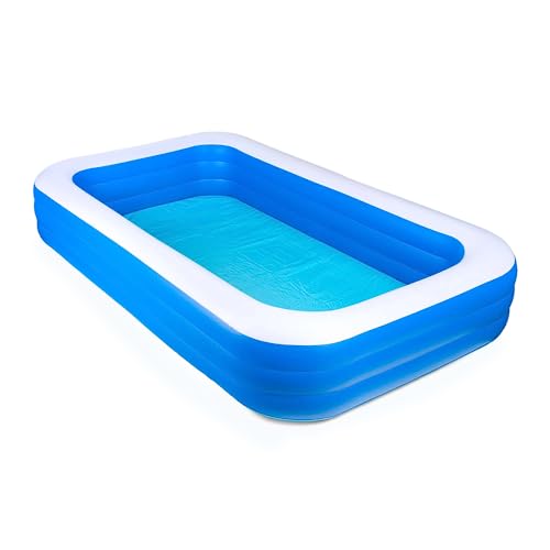 AQUASTIC Aufblasbarer Pool für den Kindergarten Fassungsvermögen 1160 Liter Maße 305 x 183 x 56 cm Vinyl Vielseitig einsetzbar Für die ganze Familie Langlebig Blau AIP-305R