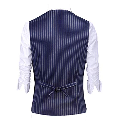 Ceehuteey Mens Pinstripes Vest Slim Fit Classic Stripes Vest Wedding Groomsmen Waistcoat2