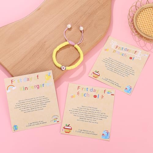 Image of First Day of Preschool Bracelet Back to School Gifts for Kindergarten / Preschool / School Gift Mama and Mini Adjustable Mother Daughter Bracelets as Supplies for Girls to Relieve Study Anxiety