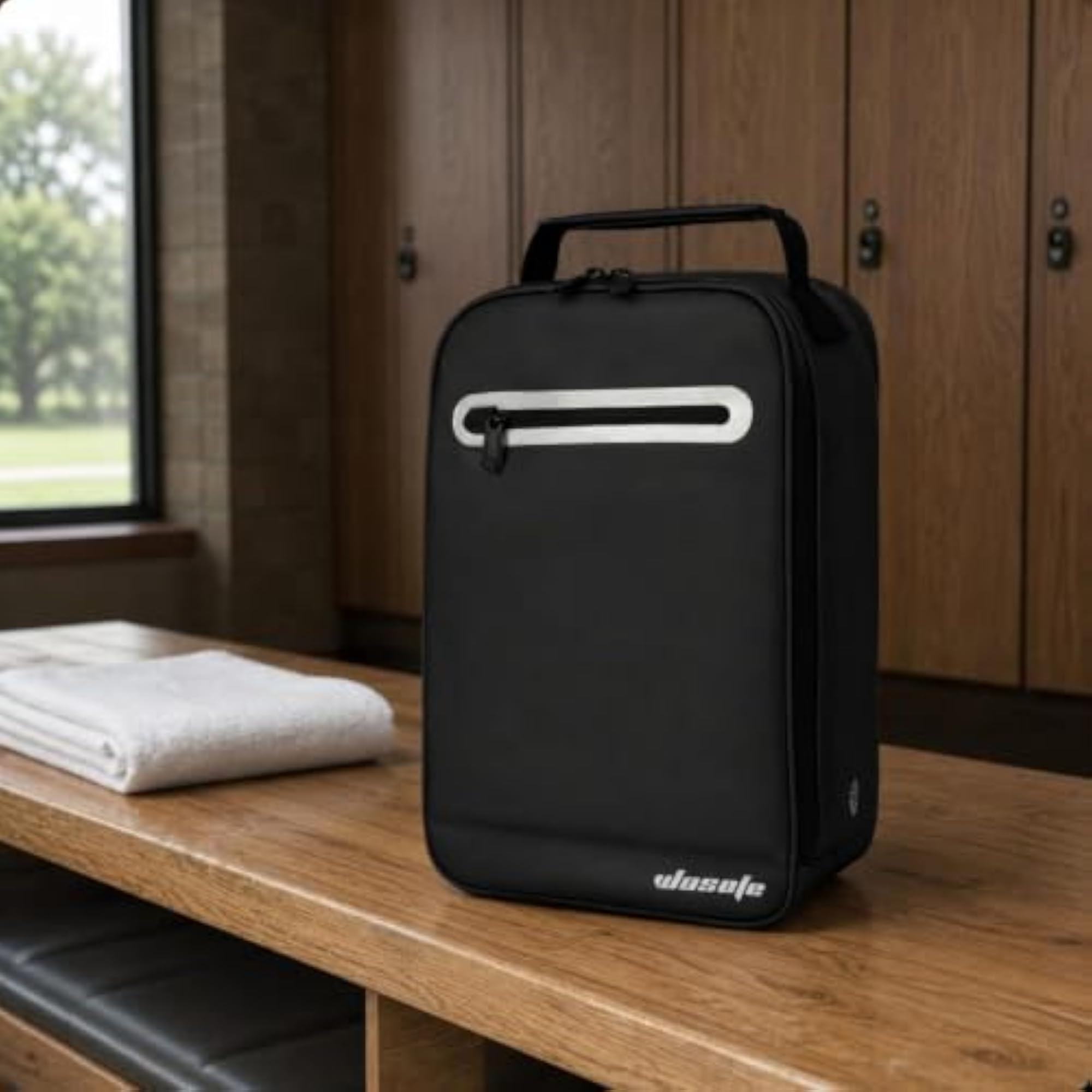 Upright Golf Shoe Bag, Rectangular Leather