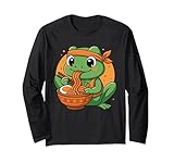 kawaii rana mangiare ramen grafica rana giapponese grafica maglia a manica