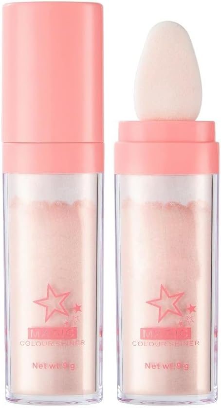 Glitter Powder Highlighter Makeup,Body Brightens the Natural and Face Blusher Patting Powder Highlighter Makeup Beauty Glitter.(02# Fairy pink)