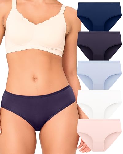 Image of BAMBOO COOL Womens Underwear Breathable Moisture-Wicking Briefs Hipster Ladies Panties, 5-Pack