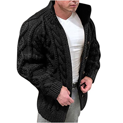 Homme Cardigan en Tricoté Veste Ouvert Blouson Casual Manteau Chaud Chandail en Maille Sweater Imprimé Rayé Outwear Automne Hiver Pull Gilet en Tricot Col Rabattu Cardigan Tricotée Automne et Hiver Cover